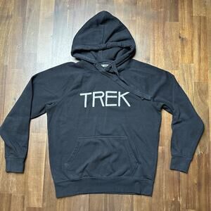 Trek Hoodie Sweatshirt Mens Medium Black Pullover Cycling Bicycle Logo Raglan